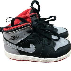 Jordan Kids Black, Gray, and Red Sneakers